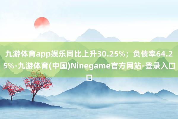 九游体育app娱乐同比上升30.25%；负债率64.25%-九游体育(中国)Ninegame官方网站-登录入口